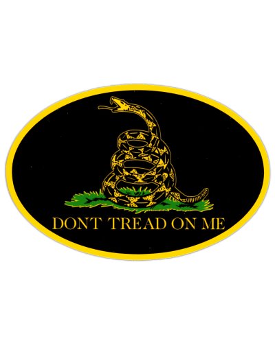 Gadsden Dont Tread On Me black oval bumper sticker